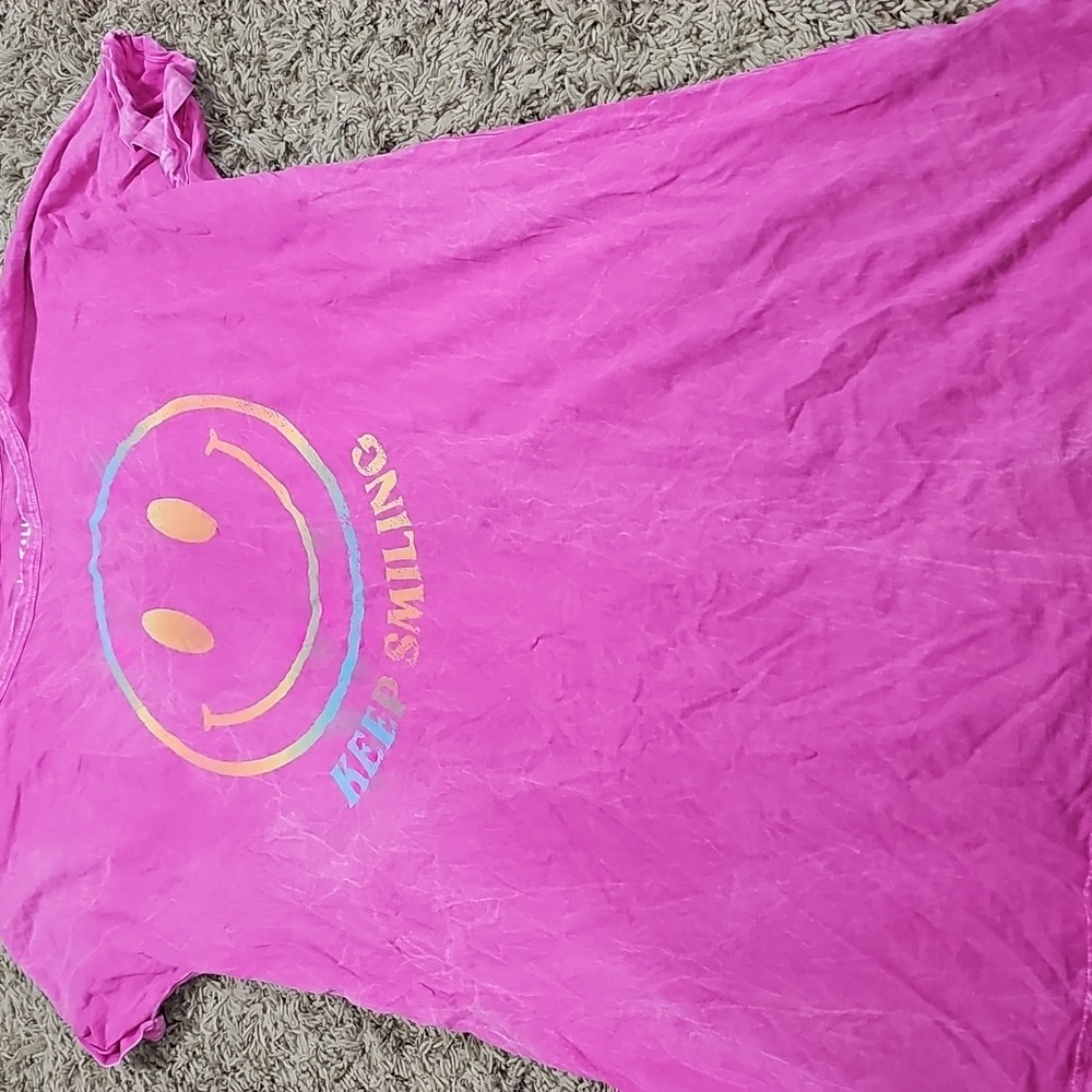 Pink Smiley Face T-Shirt Dress